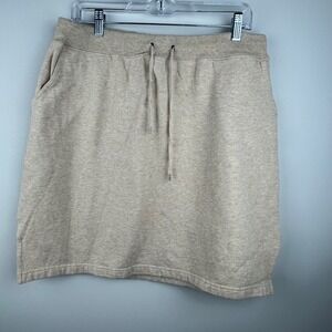 Lauren Ralph Lauren Tan Sweatshirt Skirt Drawstring Waist Pockets Size L